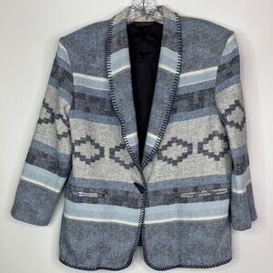 Vintage David Paul New York Southwestern Blue Gray Blazer Size 1X